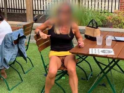 Adjusted myself to give the guys aching to see up my skirt a clear view of what was giving them trashy boners! 🤗