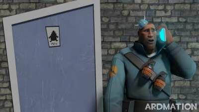 soldier checks the bathroom (animation)