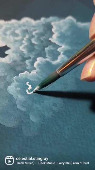 Watercolor gouache clouds