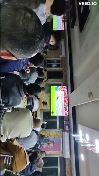 Palestinians celebrating the Moroccan win