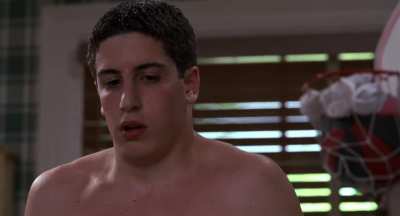 Shannon Elizabeth makes a guy cum in his underwear twice, who then gets laughed at in American Pie 1999