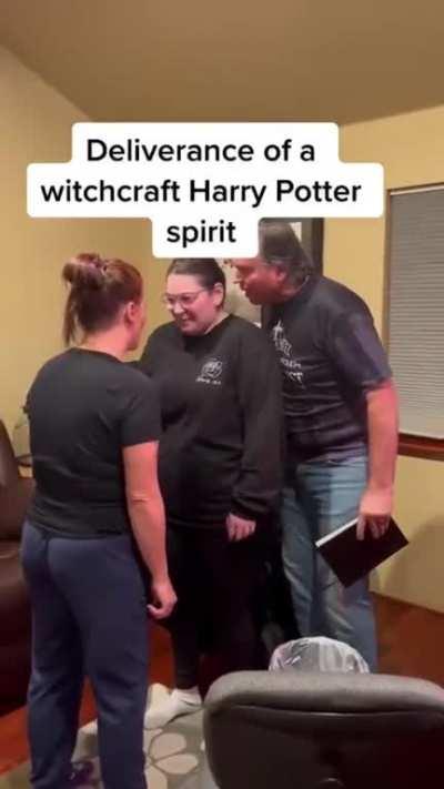 They're performing an exorcism on her, because she's possessed by a 