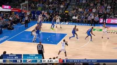 [Highlight] Jordan Poole's filthy jab step ankle-breaker on Maledon leads to a Gary Payton II 3