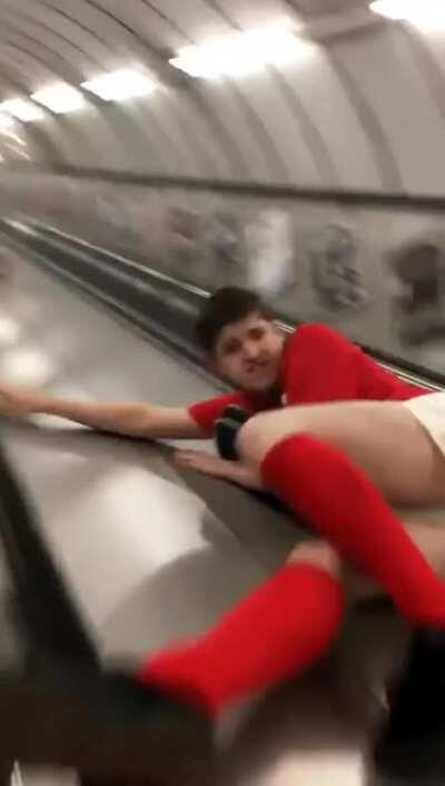 What could go wrong sliding on an escalator?