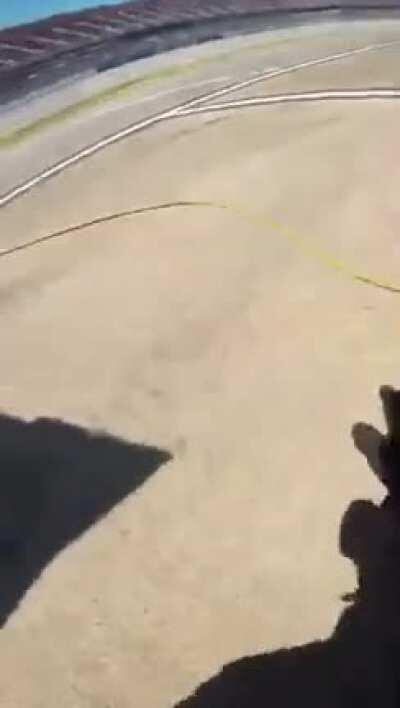 [OT] The helmet-cam footage from NASCAR Truck Series mechanic Kyle Warner, who still finishes the stop after getting hit by another truck