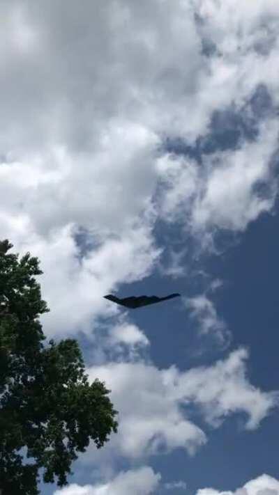 B2 bomber about 300 feet altitude taking off from Joint Base Andrews in Maryland