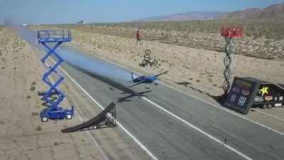 Triple Whammy - an Aerobatic pilot, a freestyle motocross, and a highliner in an insane stunt