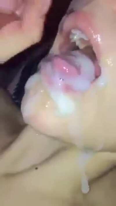 She drains it all and eats it