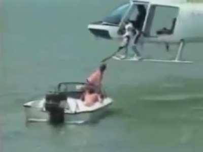WCGW trying to tow a boat with a helicopter