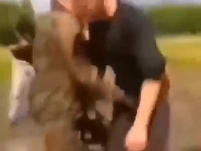 The good ol' grab the family jewels technique