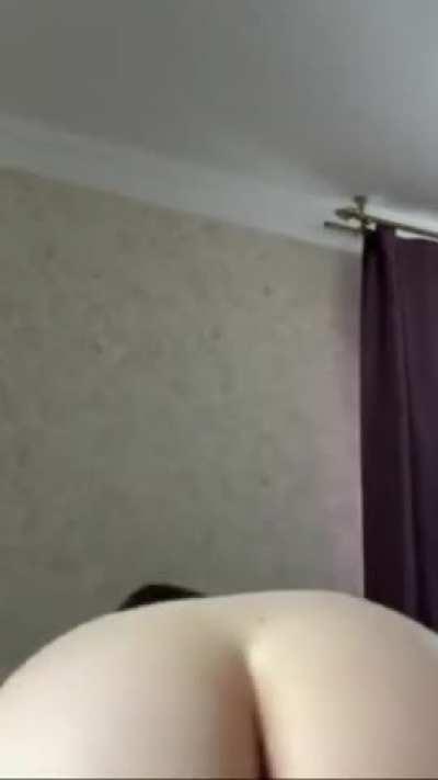 Busty girl takes off the panties