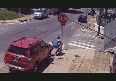 Guy takes gun from one robber and shoots the other with it