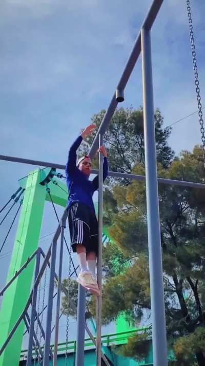 The amount of body control and grip strength is incredible