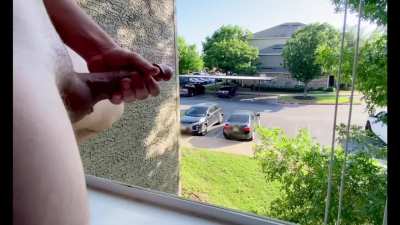 Blowing a sticky load out my apartment window again