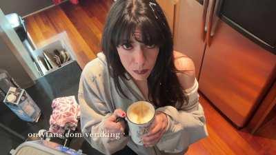 The best part of waking up is your cum in my cup (and all over my face)!