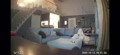 My son attempting to box