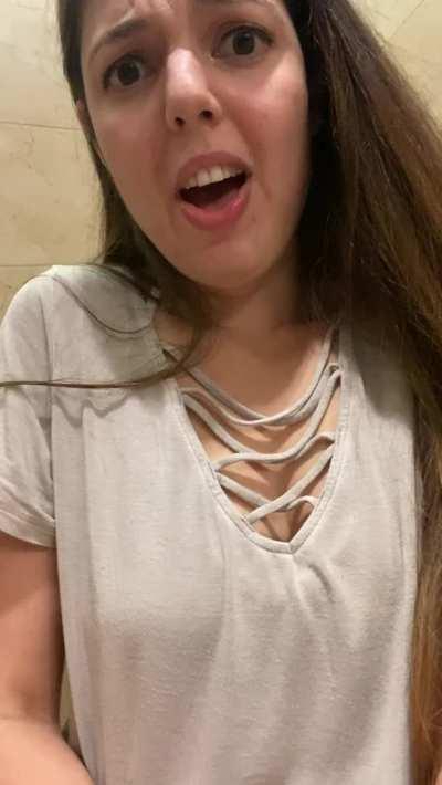 Being a slut in a busy public restroom