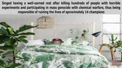 Singed having a well-earned rest after a bit of trolling