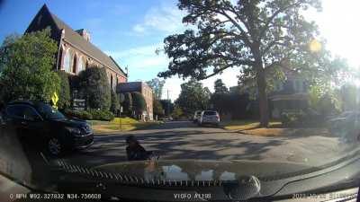 lady on a moped gets rear ended