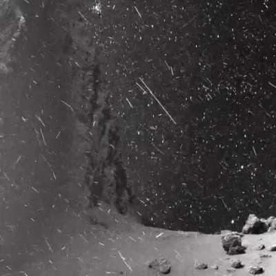 The surface of Comet 67P, a Jupiter-family comet originally from the Kuiper belt. Filmed by the Rosetta space probe.