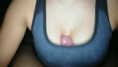 She uses her bra to finish him off