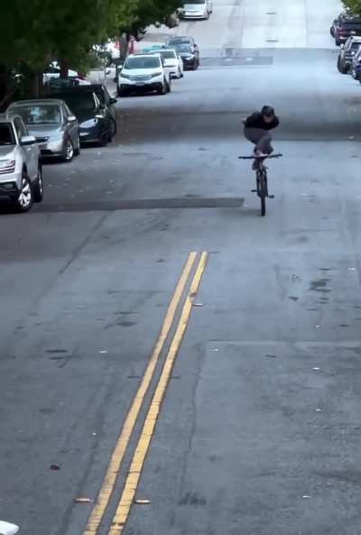 Professional stunt rider Brock Johnson casually cruising