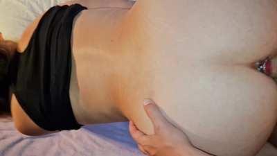 You have to turn up the volume to hear how my pussy squirts while being fucked doggystyle