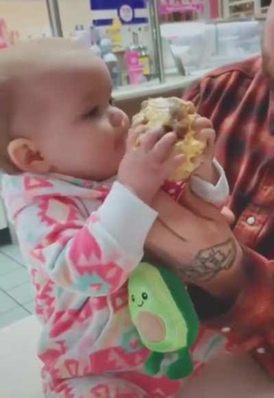 Baby's first taste of ice cream