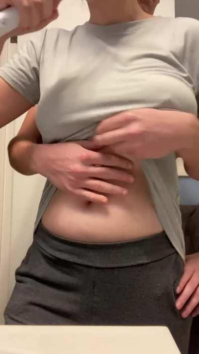 Can’t even brush my teeth without him groping me [OC]