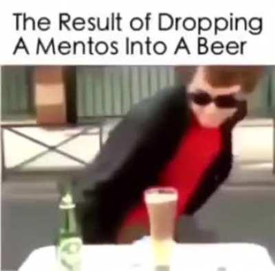 Os perigos de jogar um Mentos em um copo de Cerveja ⚪️🍺💣💣💣