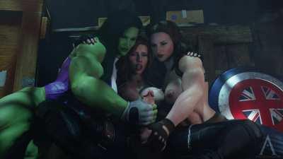 She-Hulk, Black Widow & Captain Carter - Helping Hands (Amazonium) [Marvel]