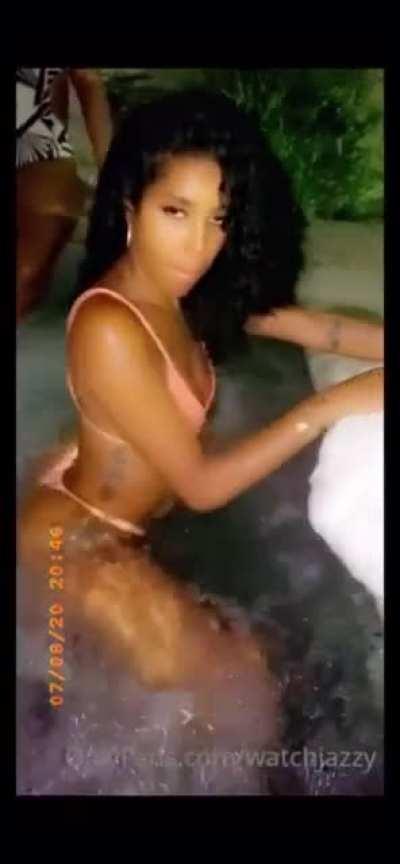 Orange thong bikini twerking