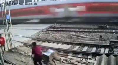 Trying to cross the tracks when the barricade is down