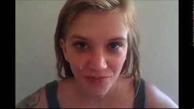 Little blondie takes a good facial then goes for a walk... (source unknown)