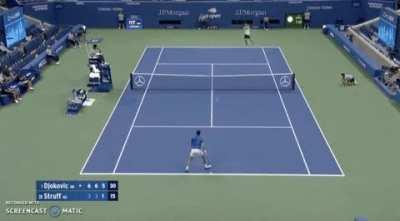 Joker's no-look kick pass to the ball girl