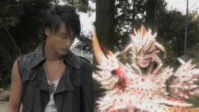 She hit him so hard that he starts flying forwards.