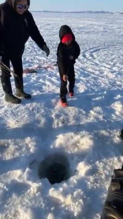 Boy Catches Fish The Same Size As Himself