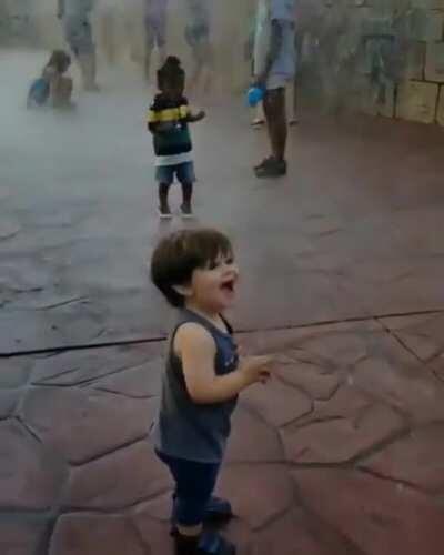 He thought it would be so cool to be splashed by a roller coaster