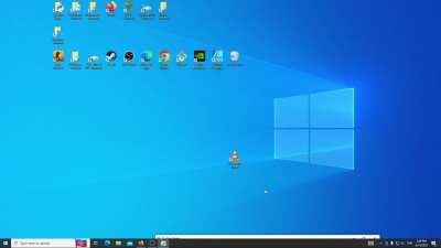 Snake being played using windows 10 desktop icons.