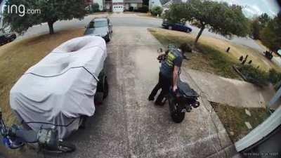 How not to put your motorcycle on a center stand