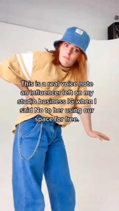 Influencer is astonished that a business would actually charge her to use their studio