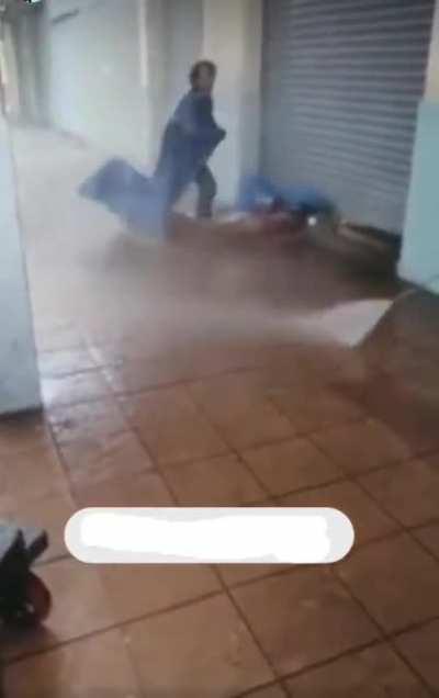 Security guard attacks homeless.