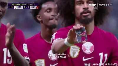 Comemoração no jogo entre Jordânia x Catar