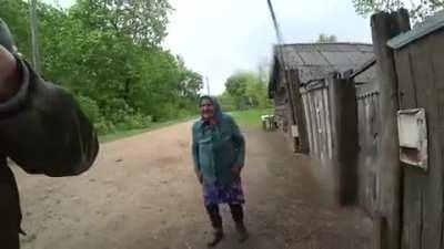 Babushka takes a moment to recognize backpacker that had stayed with her a year ago - is then elated and insists on giving him 30 eggs