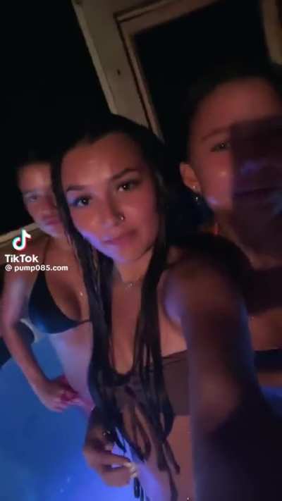 Sexual babes dancing in the pool 