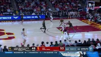 [Highlight] Bronny James contests at the rim, hustles down the court for for the spot up 3 and his first college points