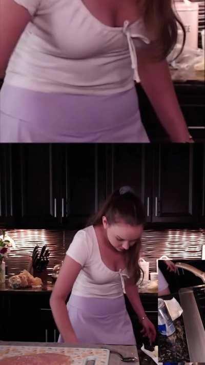 Darling, sweet boobs in the kitchen