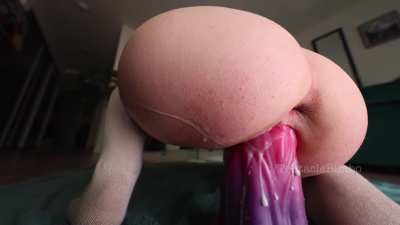 Taking on my huge tentacle toy