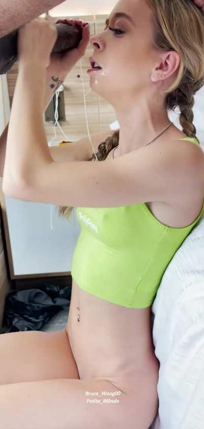 Challenging herself with a cock as thick as her arm