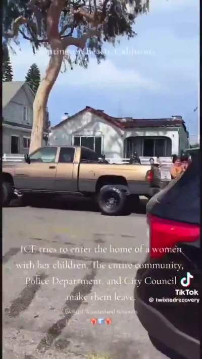 ICE in Huntington Beach attempts to enter the home of a woman and her children. The entire community, police department, and city council intervene and force them to leave